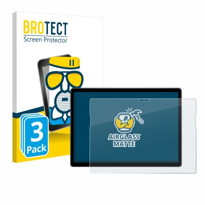 Front side of a product packaging with the brand logo BROTECT. Next to it is the device Dell Latitude 7350 Detachable shown wi
