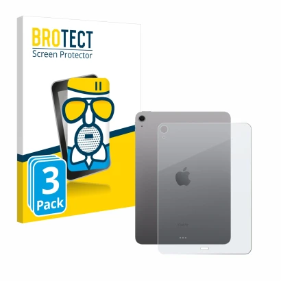 Front side of a product packaging with the brand logo BROTECT. Next to it is the device Apple iPad Air 11" M2 2024 (Back) show