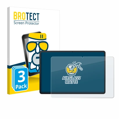 Front side of a product packaging with the brand logo BROTECT. Next to it is the device Blackview Tab 90 WiFi shown with the c