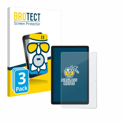 Front side of a product packaging with the brand logo BROTECT. Next to it is the device Blackview Tab 80 shown with the corres