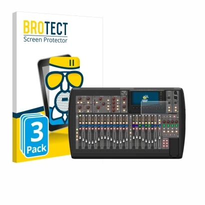 Front side of a product packaging with the brand logo BROTECT. Next to it is the device Behringer X32 shown with the correspon