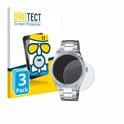 Front side of a product packaging with the brand logo BROTECT. Next to it is the device Casio MTP-1302PD shown with the corres