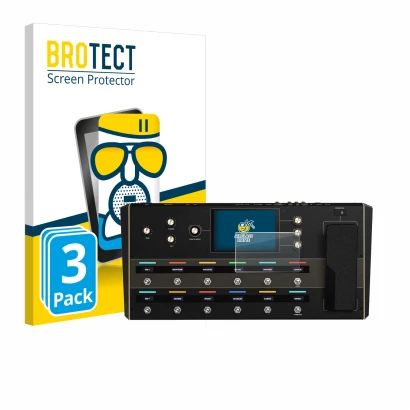 Front side of a product packaging with the brand logo BROTECT. Next to it is the device Headrush Prime shown with the correspo