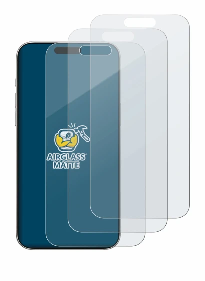 Image of the device Apple iPhone 16 with a wide variety of screen protectors.