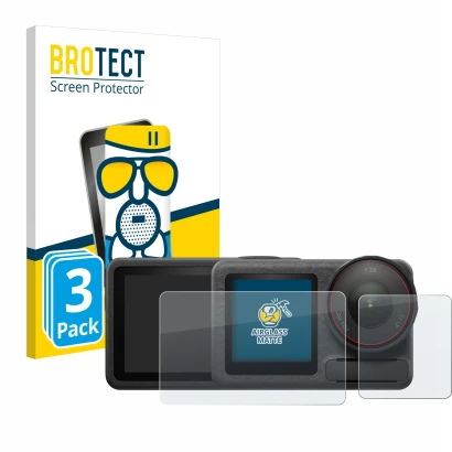 Front side of a product packaging with the brand logo BROTECT. Next to it is the device DJI Osmo Action 5 Pro (case-friendly) 