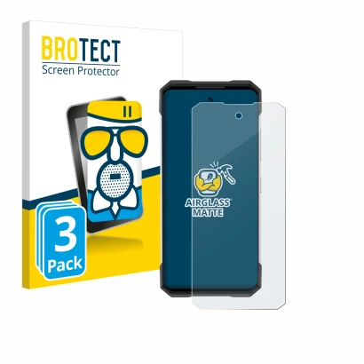 Front side of a product packaging with the brand logo BROTECT. Next to it is the device Doogee S200 shown with the correspondi