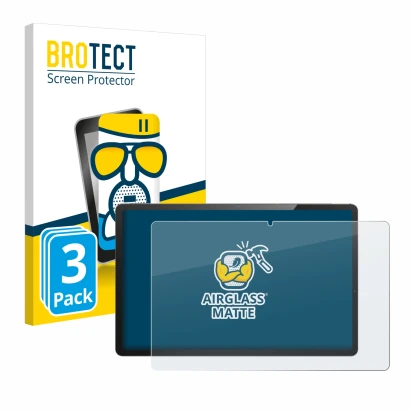 Front side of a product packaging with the brand logo BROTECT. Next to it is the device LincPlus T4 11" shown with the corresp