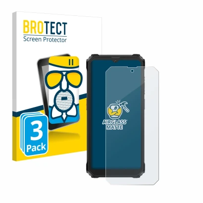 Front side of a product packaging with the brand logo BROTECT. Next to it is the device Blackview BV6200 Plus shown with the c