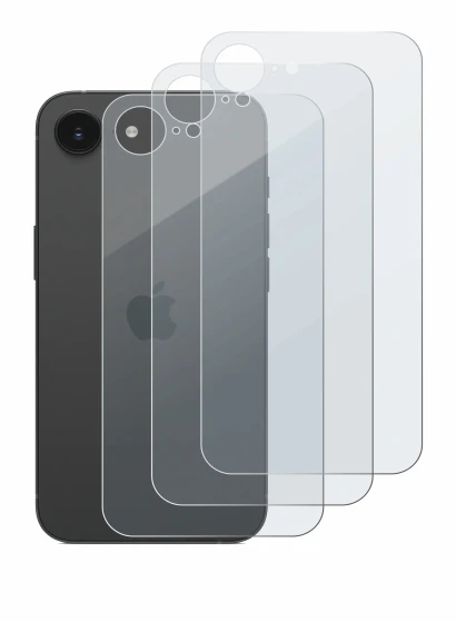 Image of the device Apple iPhone 16e (Back) with a wide variety of screen protectors.