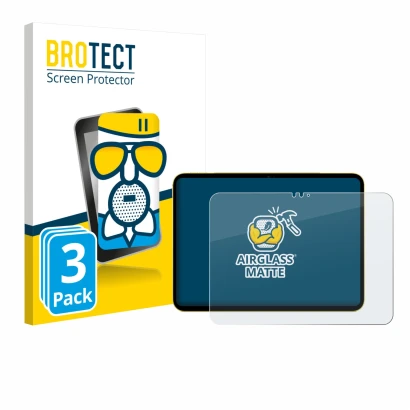 Front side of a product packaging with the brand logo BROTECT. Next to it is the device Apple iPad Air 11