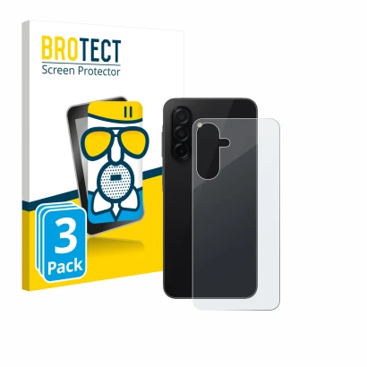 Front side of a product packaging with the brand logo BROTECT. Next to it is the device Samsung Galaxy A26 5G (Back) shown wit