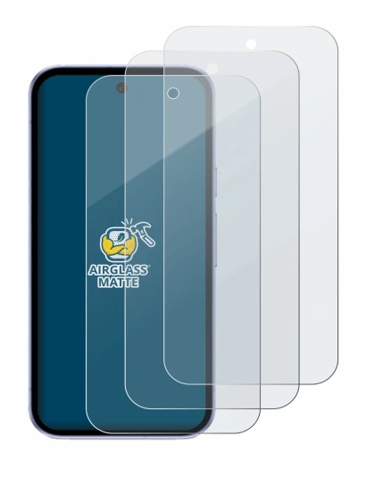 Image of the device Google Pixel 9a with a wide variety of screen protectors.