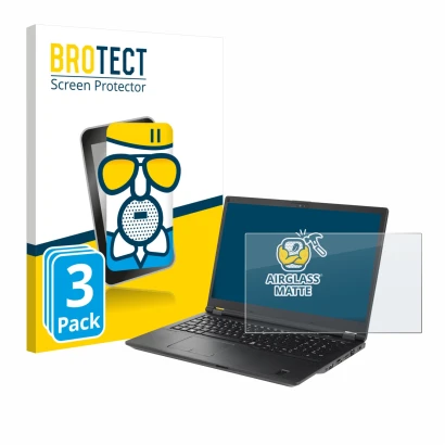 Front side of a product packaging with the brand logo BROTECT. Next to it is the device Fujitsu Lifebook U7511 shown with the 