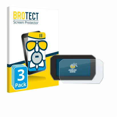 Front side of a product packaging with the brand logo BROTECT. Next to it is the device Ducati V4 Rally (2024) shown with the 