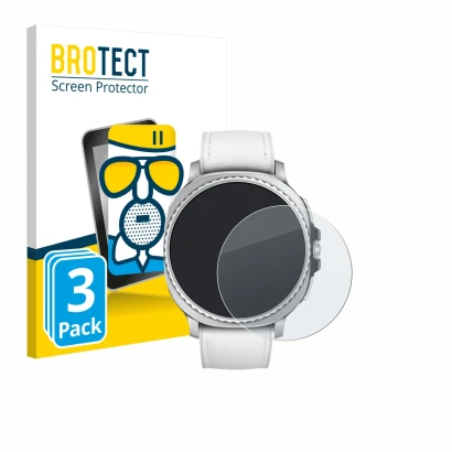 Front side of a product packaging with the brand logo BROTECT. Next to it is the device Samsung Galaxy Watch 8 Classic (46 mm)