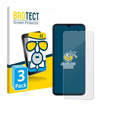 Front side of a product packaging with the brand logo BROTECT. Next to it is the device Huawei Nova Y61 shown with the corresp