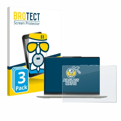 Front side of a product packaging with the brand logo BROTECT. Next to it is the device Lenovo Yoga 7 2-in-1 Gen 10 14