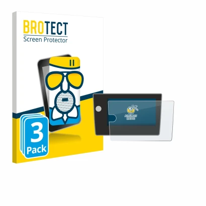 Front side of a product packaging with the brand logo BROTECT. Next to it is the device Volkswagen Polo Life 2024 shown with t