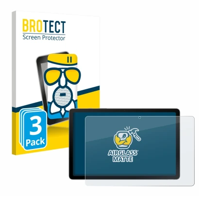 Front side of a product packaging with the brand logo BROTECT. Next to it is the device Samsung Galaxy Tab S10 Lite shown with