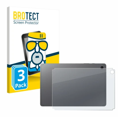 Front side of a product packaging with the brand logo BROTECT. Next to it is the device Samsung Galaxy Tab S10 Lite (Back) sho