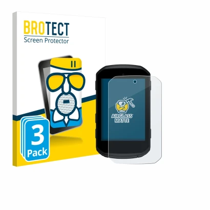 Front side of a product packaging with the brand logo BROTECT. Next to it is the device Garmin Edge 850 shown with the corresp