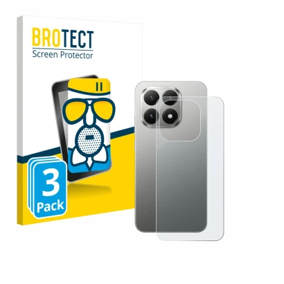 Front side of a product packaging with the brand logo BROTECT. Next to it is the device Xiaomi 15T (Back) shown with the corre