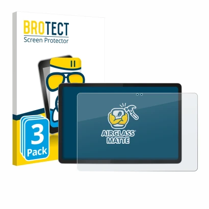 Front side of a product packaging with the brand logo BROTECT. Next to it is the device Lenovo Idea Tab 11