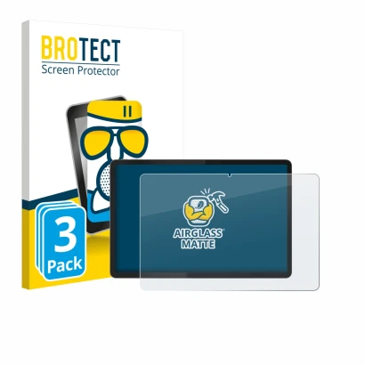 Front side of a product packaging with the brand logo BROTECT. Next to it is the device Lenovo Idea Tab Plus 12.1