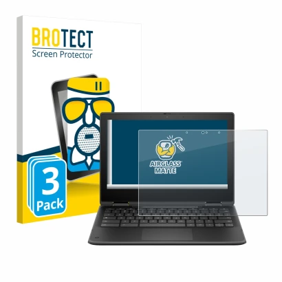 Front side of a product packaging with the brand logo BROTECT. Next to it is the device HP Fortis Flip G1i 11" shown with the
