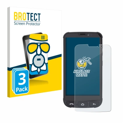 Front side of a product packaging with the brand logo BROTECT. Next to it is the device Olympia Neo Mini shown with the corres