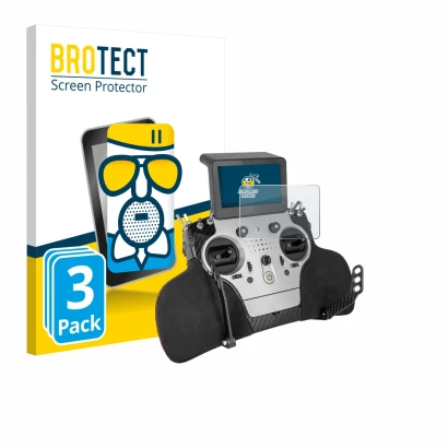 Front side of a product packaging with the brand logo BROTECT. Next to it is the device PowerBox Systems Core shown with the c