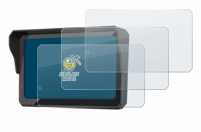 Image of the device Carpuride W602S Pro with a wide variety of screen protectors.