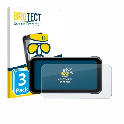 Front side of a product packaging with the brand logo BROTECT. Next to it is the device Vtopek MT26 6.25" shown with the corre
