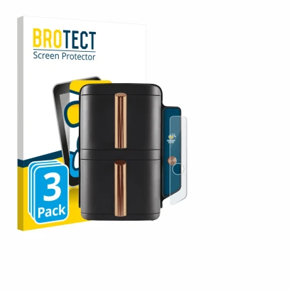 Front side of a product packaging with the brand logo BROTECT. Next to it is the device Ninja Double Stack XL sl400eu shown wi