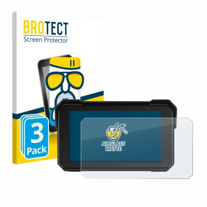 Front side of a product packaging with the brand logo BROTECT. Next to it is the device GOHHDL A4058-AM39DE-GOH 5" shown with 