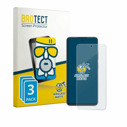 Front side of a product packaging with the brand logo BROTECT. Next to it is the device Realme C73 shown with the correspondin