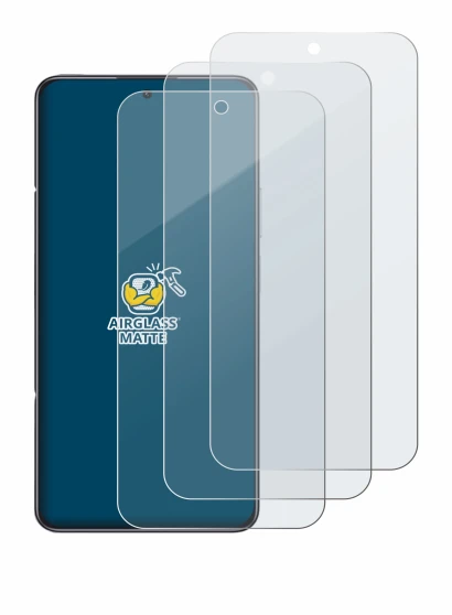 Image of the device Honor X7e with a wide variety of screen protectors.
