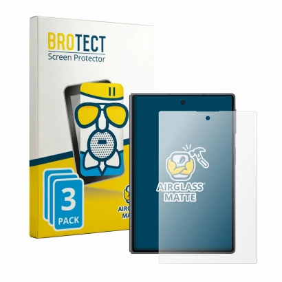 Front side of a product packaging with the brand logo BROTECT. Next to it is the device Samsung Galaxy Z Fold 8 shown with the
