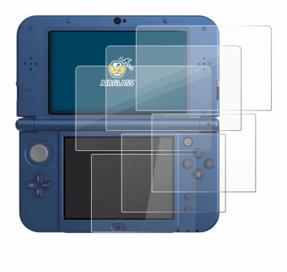 Image of the device Nintendo New 3DS XL with a wide variety of screen protectors.