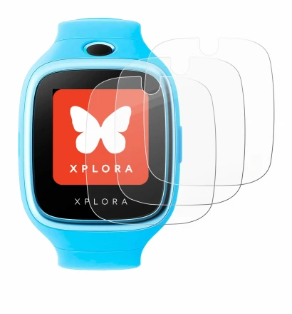 Image of the device Xplora Go with a wide variety of screen protectors.