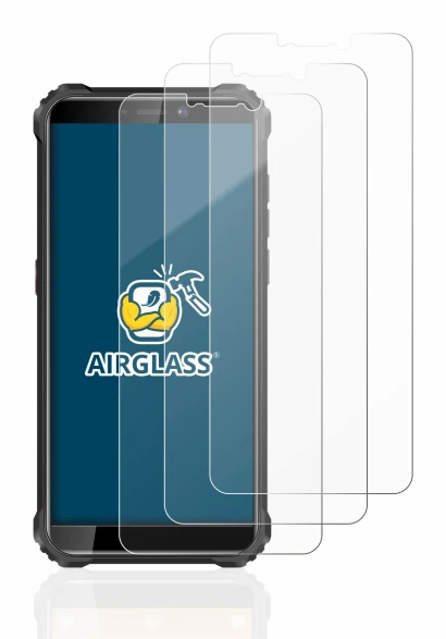 Image of the device Oukitel WP5 with a wide variety of screen protectors.