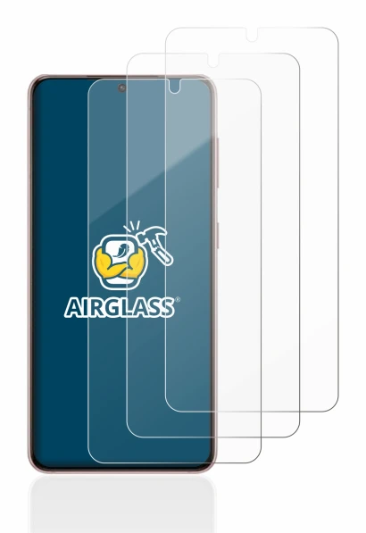 Image of the device Samsung Galaxy S21 5G with a wide variety of screen protectors.