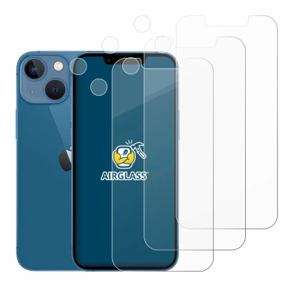 Image of the device Apple iPhone 13 mini (Front+Camera) with a wide variety of screen protectors.