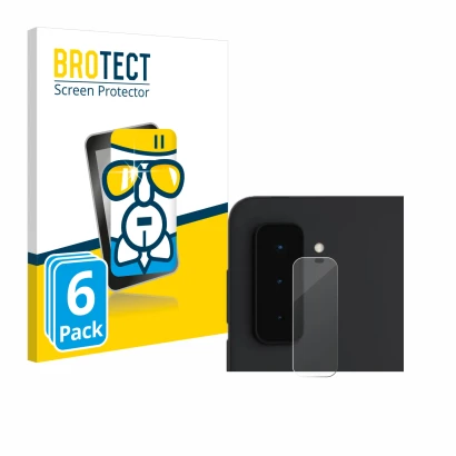 Front side of a product packaging with the brand logo BROTECT. Next to it is the device Microsoft Surface Duo 2 (ONLY Camera L