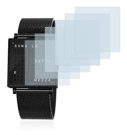 Image of the device Qlocktwo W35 with a wide variety of screen protectors.
