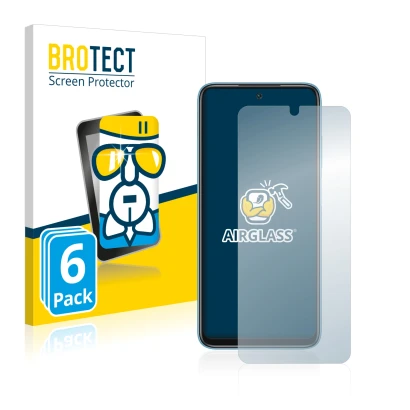 Front side of a product packaging with the brand logo BROTECT. Next to it is the device Xiaomi Redmi 10 (2022) shown with the