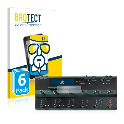 Front side of a product packaging with the brand logo BROTECT. Next to it is the device Kemper Profiler Remote shown with the 