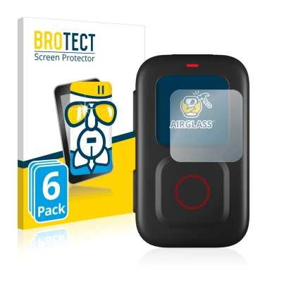 Front side of a product packaging with the brand logo BROTECT. Next to it is the device GoPro Remote shown with the correspond