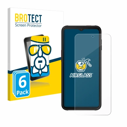 Front side of a product packaging with the brand logo BROTECT. Next to it is the device Samsung Galaxy XCover 6 Pro Enterprise