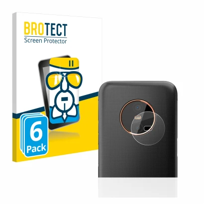 Front side of a product packaging with the brand logo BROTECT. Next to it is the device Gigaset GX6 (ONLY Camera Lens) shown w